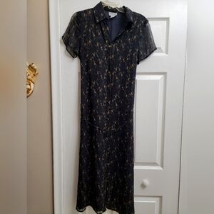 Robbie Bee 8p shirt sleeve full length buttoned and thin tie belted dress